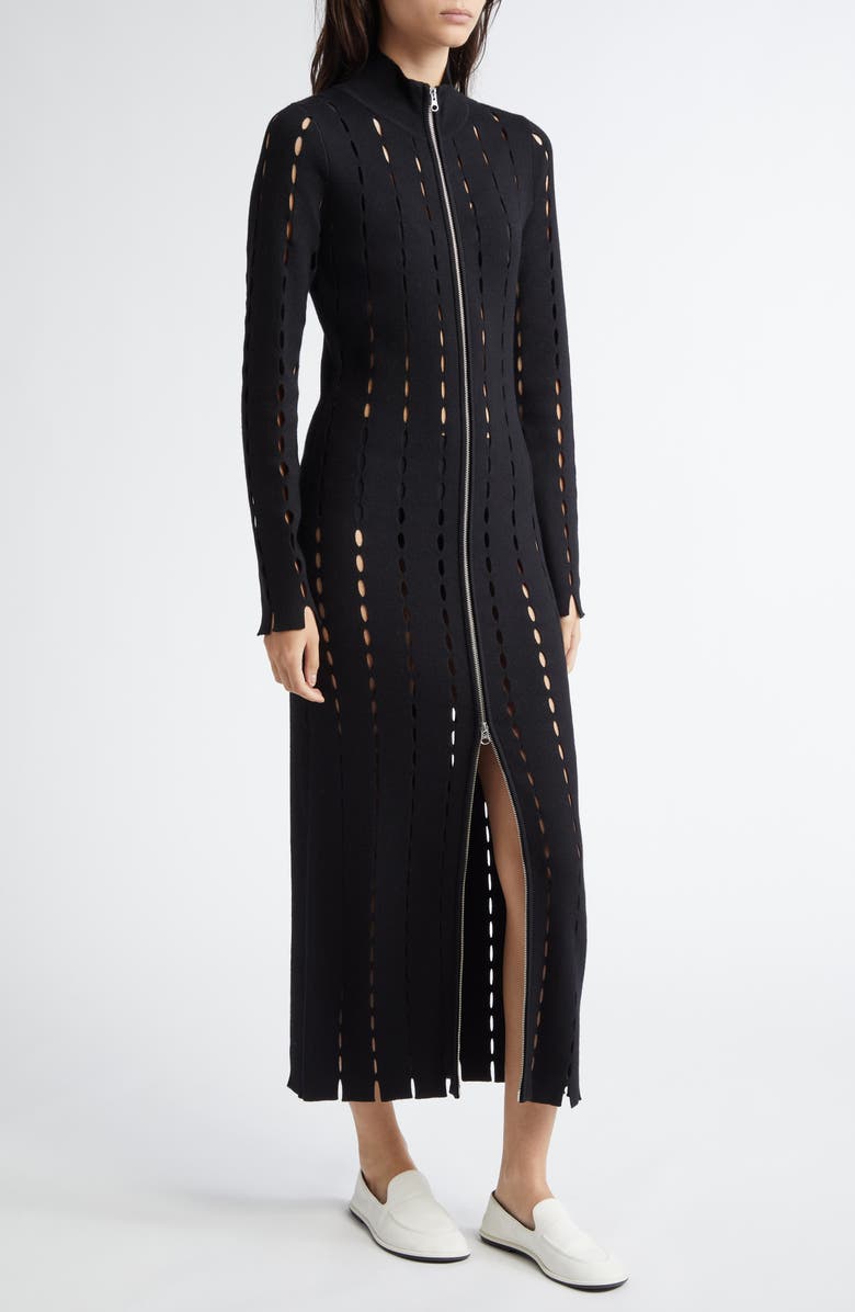 ZANKOV Anatonia Allover Cutout Zip Longline Cardigan, Alternate, color, 