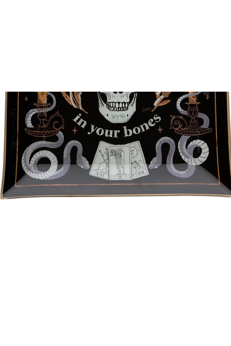 Magic In Your Bones Skull Halloween Glass Tray, Alternate, color, Black