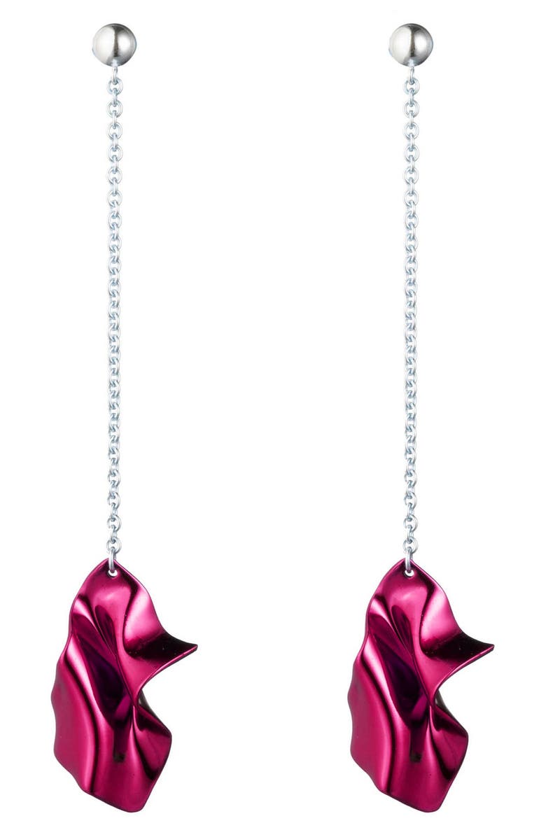 Sterling King Gelsey Fold Drop Earrings, Main, color, Fuchsia
