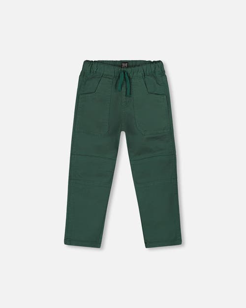 Deux Par Deux Twill Jogger Pants With Patch Pockets In Green