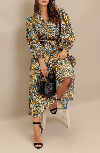 Long Sleeve Tiered Cotton Poplin Maxi Dress