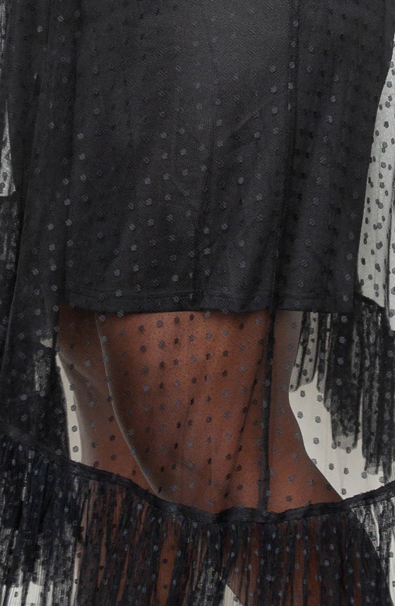 BUXOM COUTURE Asymmetric Polka Dot Ruffle Mesh Cocktail Dress, Alternate, color, 