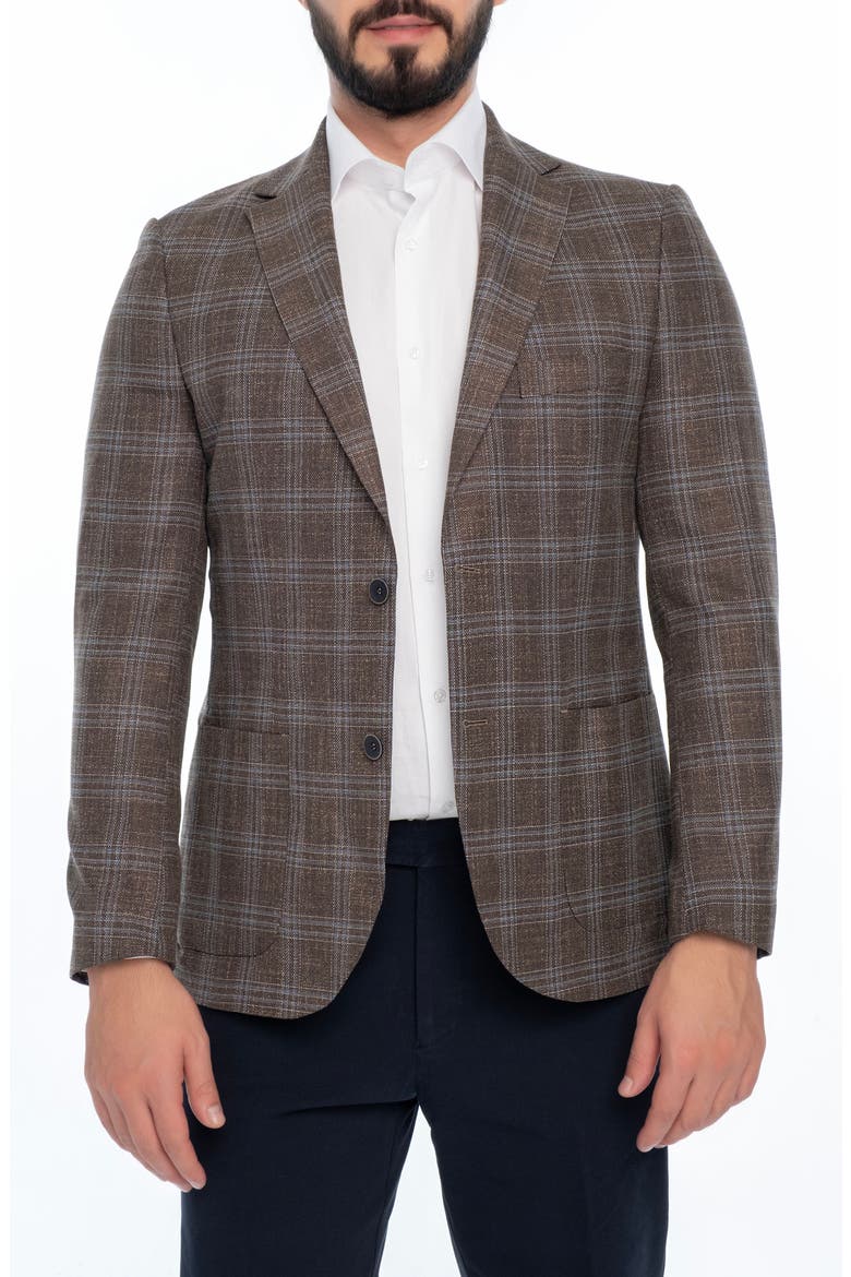 Plaid Sport Coat, Main, color, BROWN