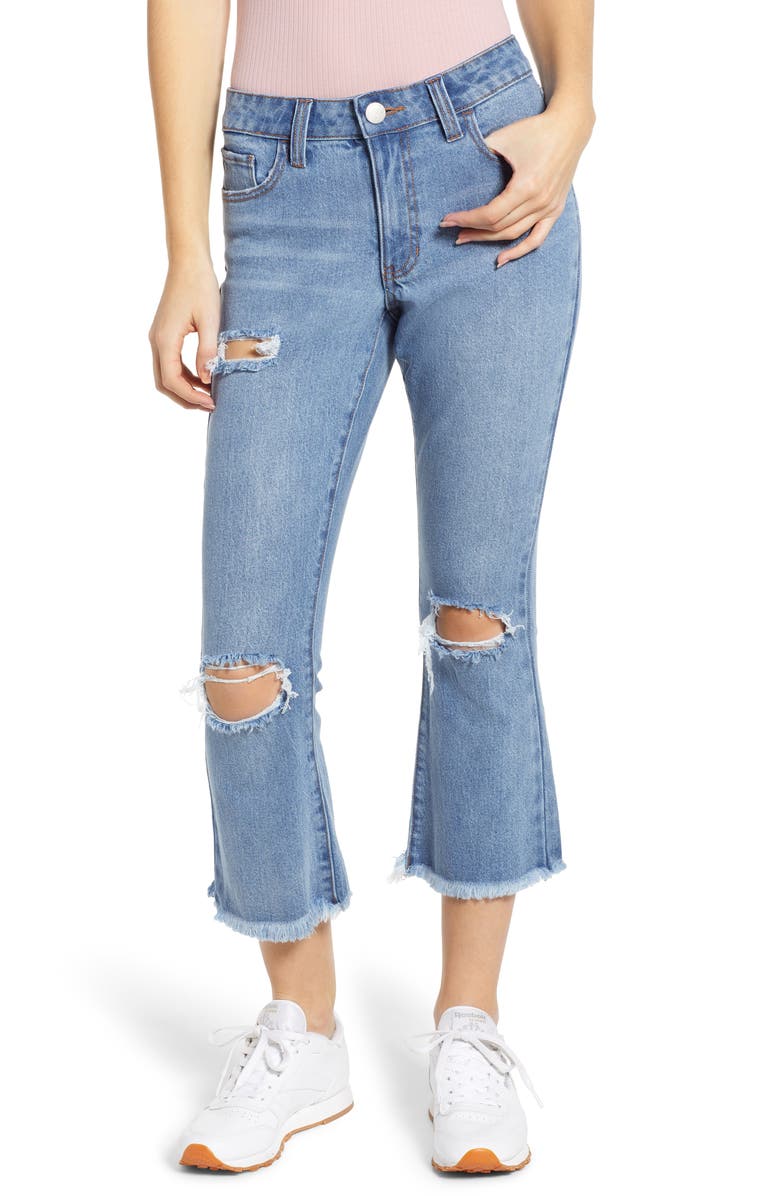 Prosperity Denim Ripped Crop Flare Jeans, Main, color,