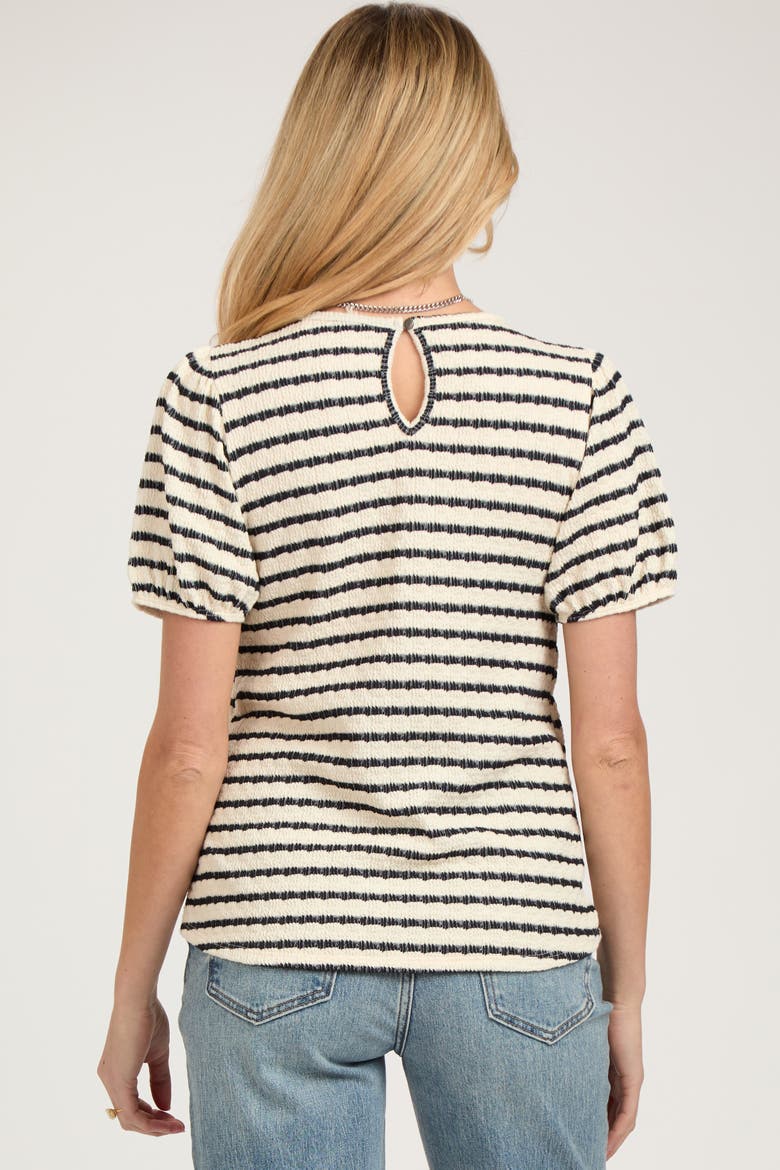 Striped Textured Puff Sleeve Top, Alternate, color, Black