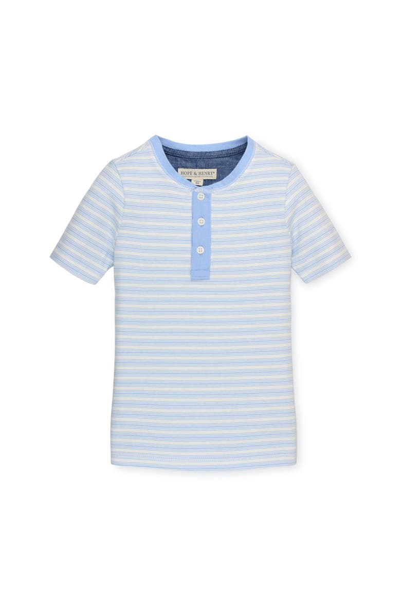 Kids' Organic Short Sleeve Henley Tee, Main, color, Classic Blue Ticking Stripe