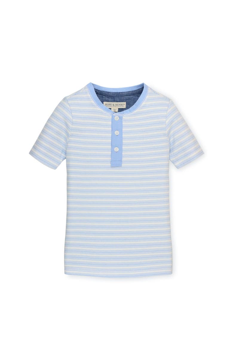 Hope & Henry Kids' Organic Short Sleeve Henley Tee, Main, color, Classic Blue Ticking Stripe