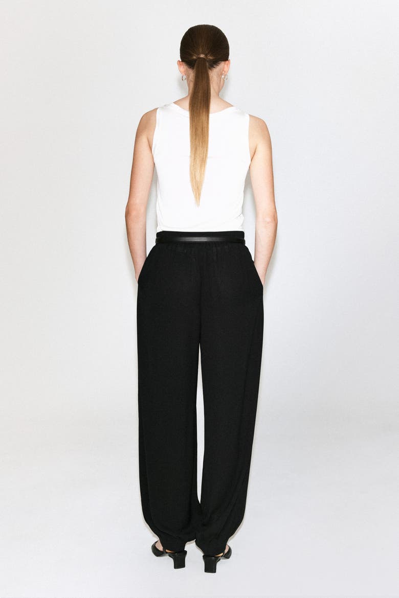 Pleated Crepe Balloon Pants, Alternate, color, BLACK