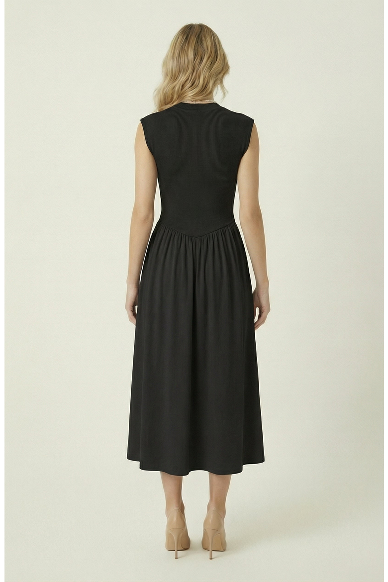 Cap Sleeve Fitted Gathered Midi Dress, Alternate, color, Black