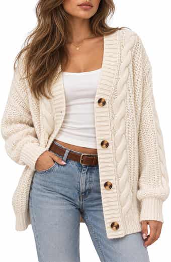 Cable Knit Button Front Cardigan