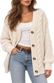 Love By Design Cable Knit Button Front Cardigan