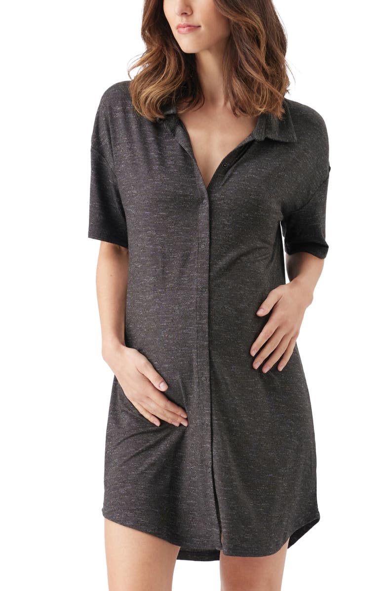 Ripe Maternity Dreamy Night Shirt, Main, color, Granite