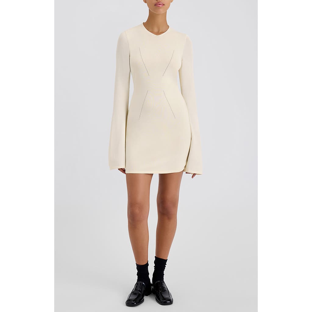 Solid & Striped The Narcia Cutout Long Sleeve Minidress In Ecru