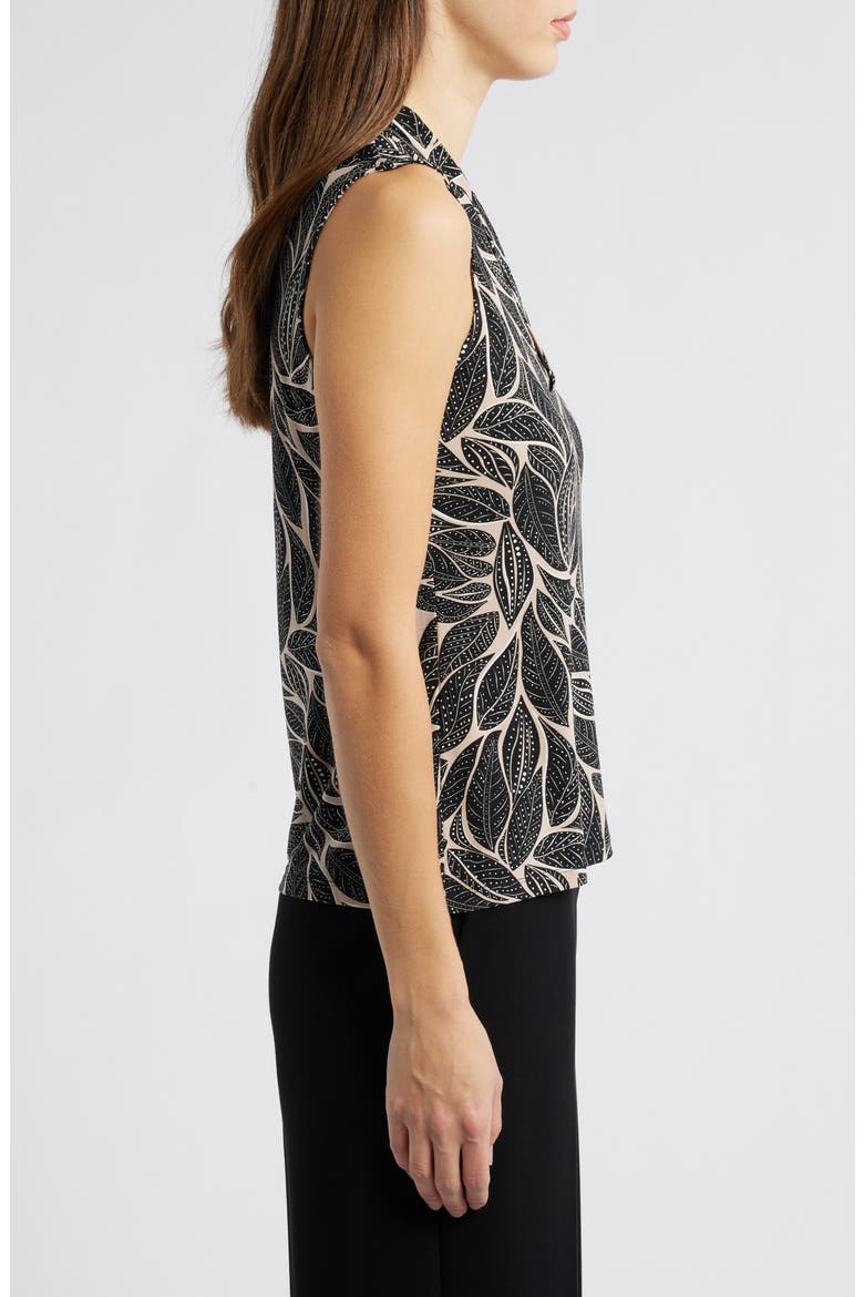 Leaf Print Sleeveless Top, Alternate, color, ANNE BLACK/ LATTE