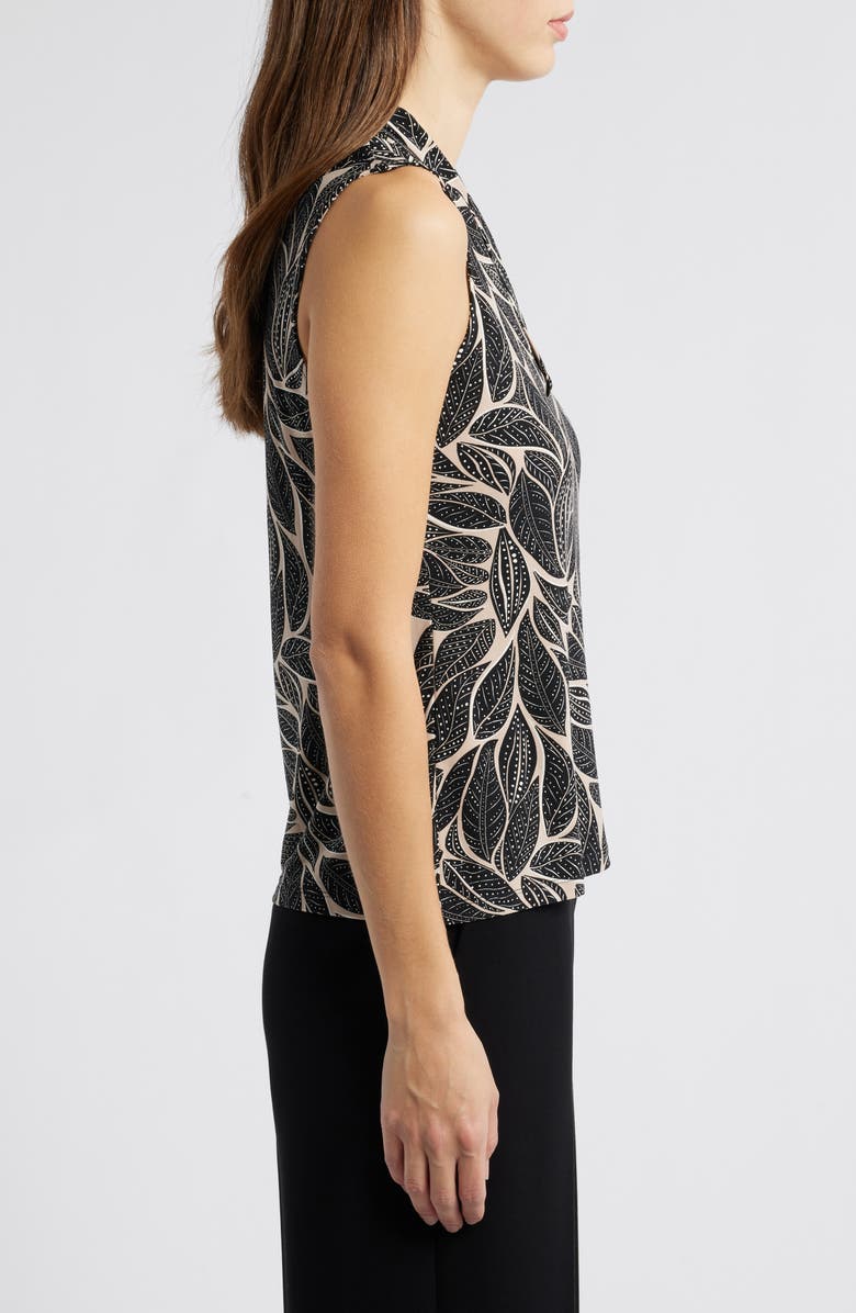Anne Klein Leaf Print Sleeveless Top, Alternate, color, Anne Black/ Latte