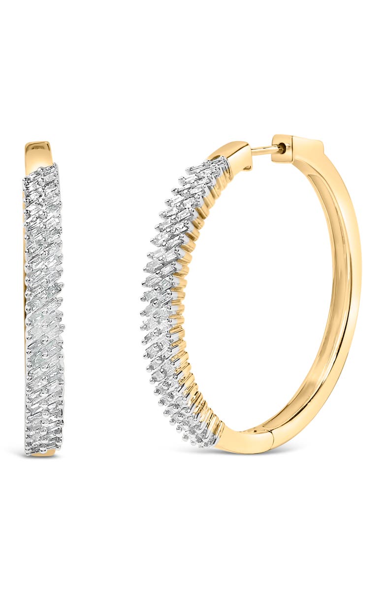 Haus of Brilliance 14K Yellow Gold Plated .925 Sterling Silver 1.0 Cttw Baguette Diamond Hoop Earrings, Main, color, Yellow Gold Over Silver