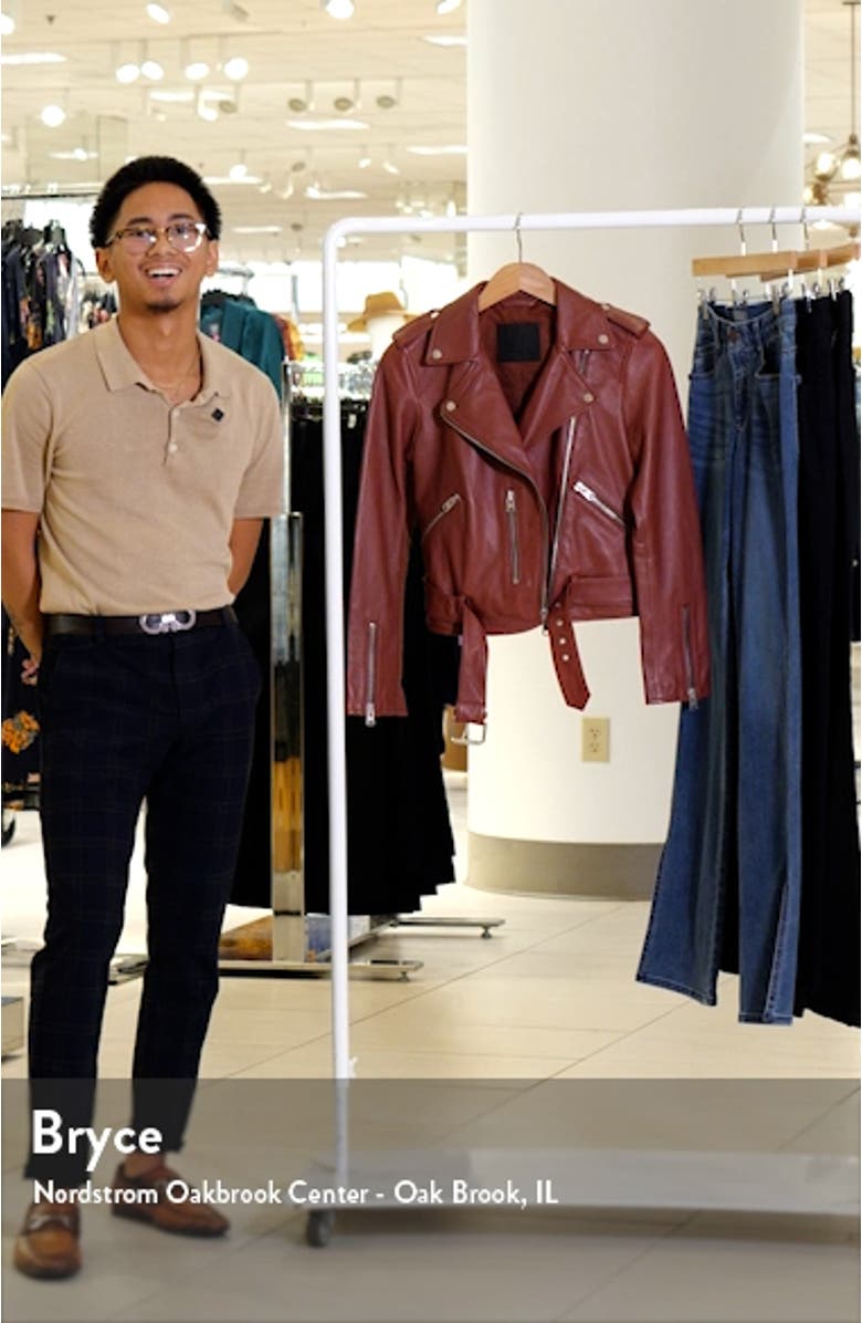 Balfern Belted Leather Biker Jacket, sales video thumbnail