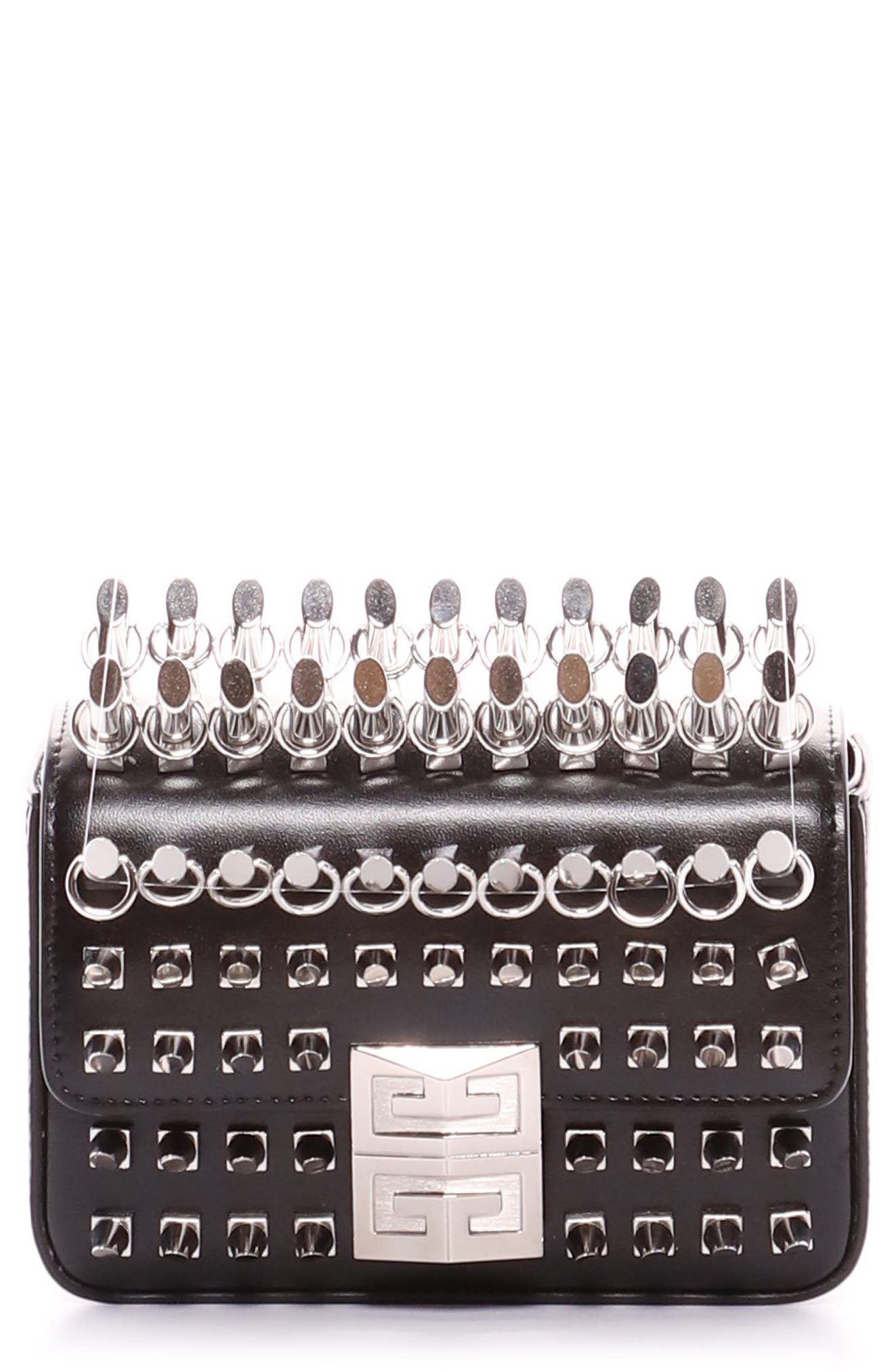 Givenchy Small 4G Studded Leather Shoulder Bag, Main, color, 