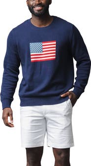 Hope & Henry Men's Organic Crew Neck Flag Sweater