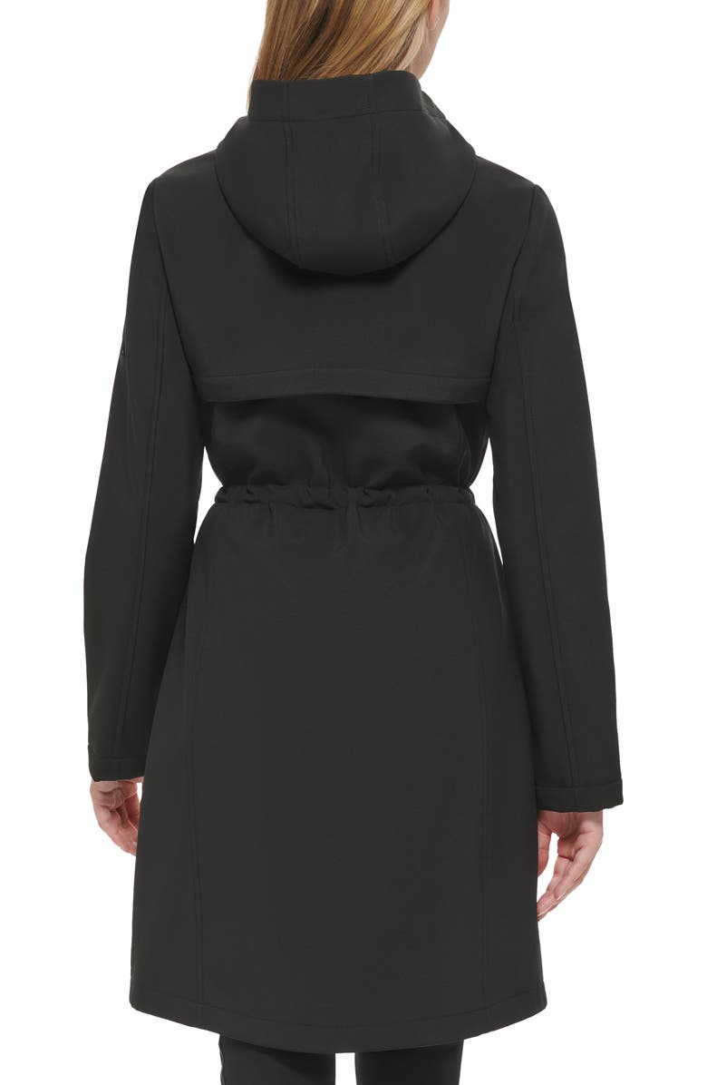 KARL LAGERFELD PARIS Water Resistant Hooded Raincoat, Alternate, color, Black