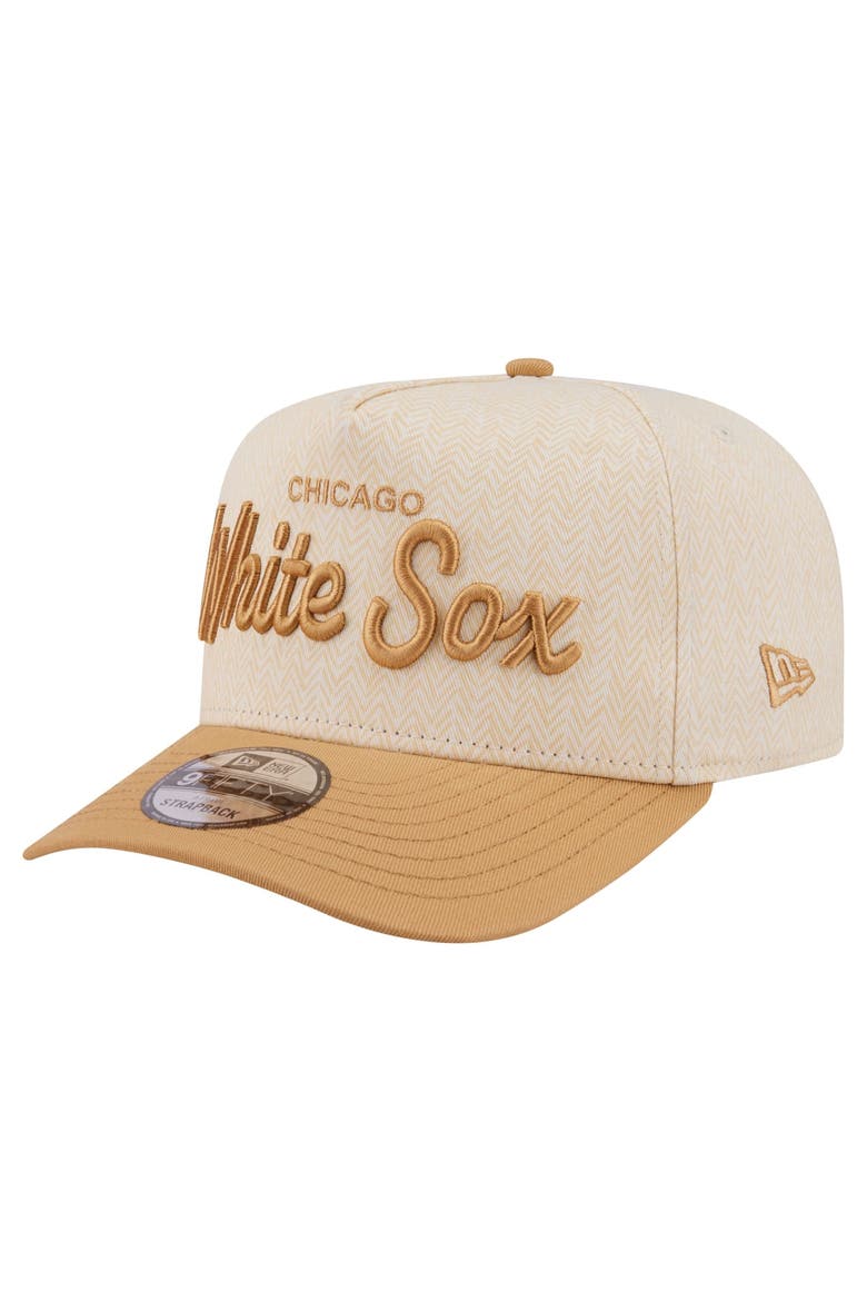 Men's New Era  Cream Chicago White Sox Herringbone 9FIFTY A-Frame Snapback Hat, Alternate, color, Cream