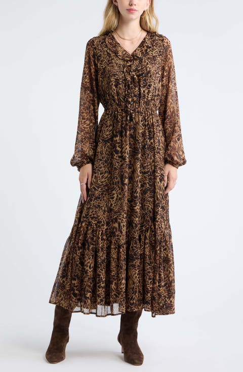 Ruffle Chiffon Maxi Dress