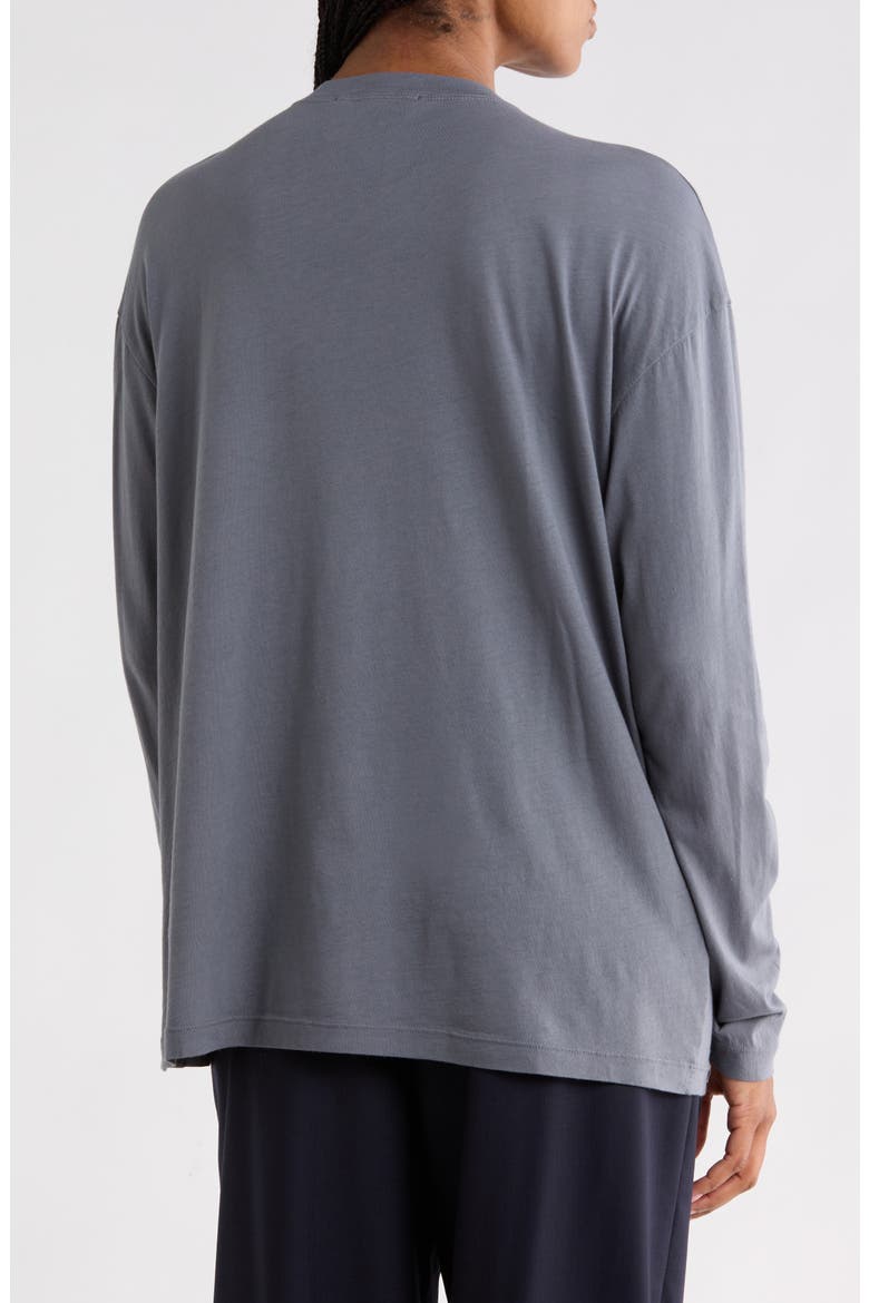 Supima Cotton V-Neck Long Sleeve Top, Alternate, color, CHARCOAL