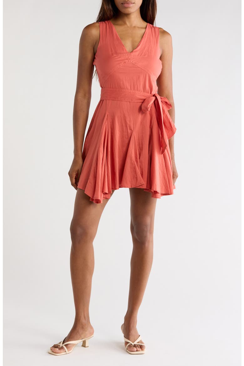 Cotton Voile Godet Dress, Main, color, CARNELIAN