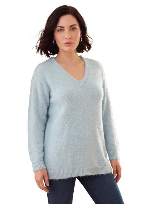 Eyelash V Neck Sweater