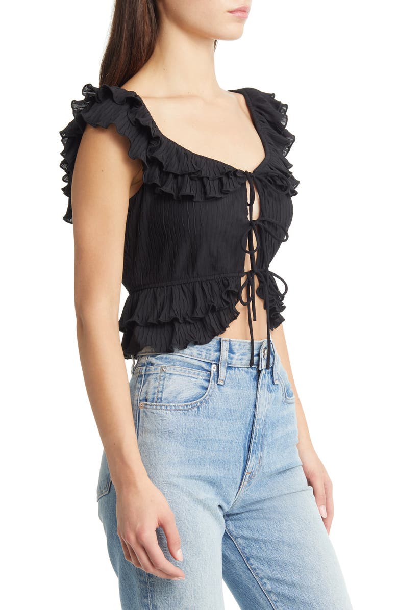 ASTR the Label Pintuck Tie Front Crop Top, Alternate, color, 
