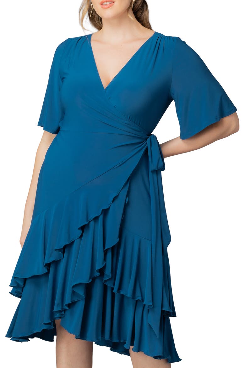 Miranda Wrap Dress, Alternate, color, AEGEAN BLUE