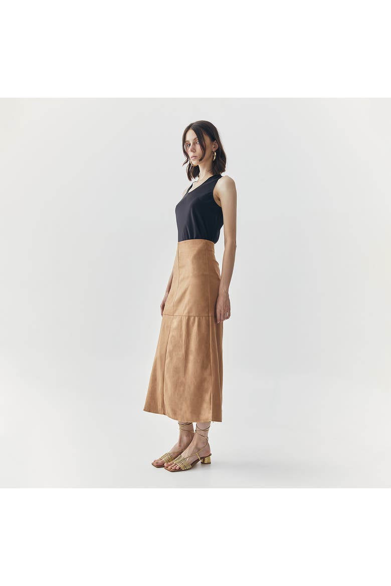 Fern Suede Midi Skirt, Alternate, color, Brown