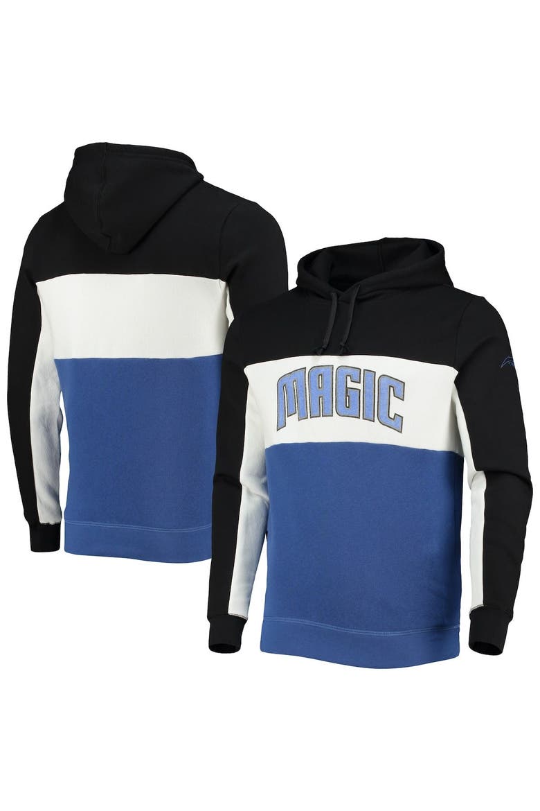 Men's Junk Food Black/White Orlando Magic Wordmark Colorblock Fleece Pullover Hoodie, Alternate, color, Black