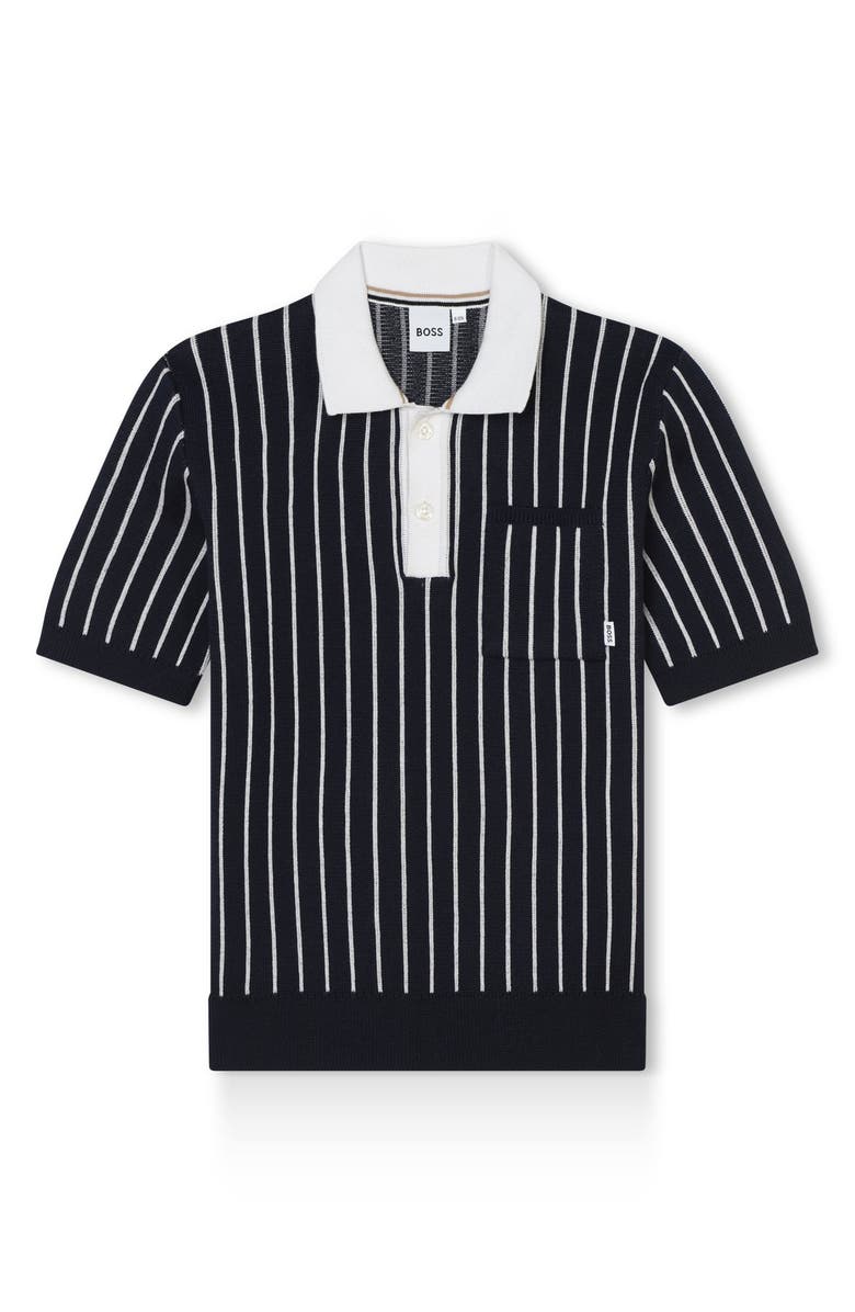 BOSS Kidswear Kids' Mini Me Stripe Cotton Polo, Main, color, 
