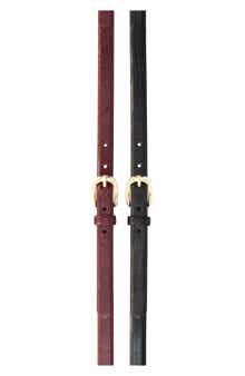 Linea Pelle Pack of 2 Elongated Croc Embossed Belts