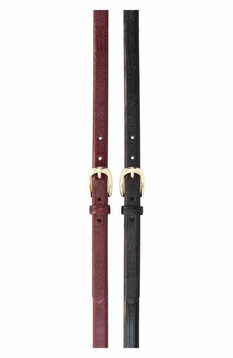 Linea Pelle Pack of 2 Elongated Croc Embossed Belts