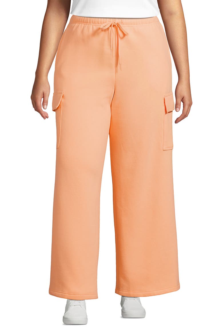 Serious Sweats High Rise Wide Leg Cargo Pants, Main, color, Peach Sorbet