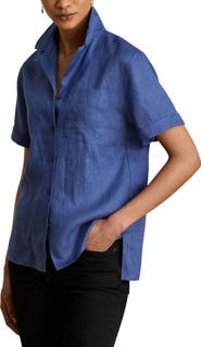 Lauren Ralph Lauren Tissue Linen Button-Up Camp Shirt