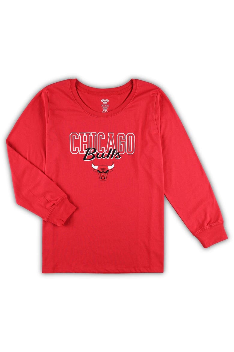 Women's Concepts Sport Red/Heather Gray Chicago Bulls Plus Size Long Sleeve T-Shirt and Shorts Sleep Set, Alternate, color, Red