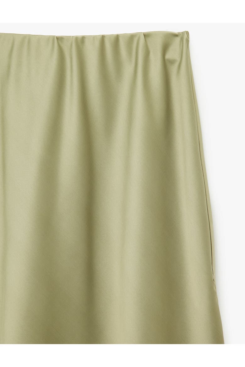 Elastic Waist Satin Midi Skirt, Alternate, color, SAGE