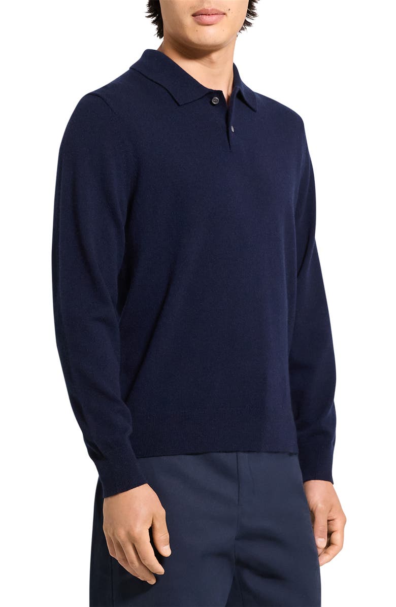 Theory Goris Cashmere Polo Sweater, Alternate, color, Baltic