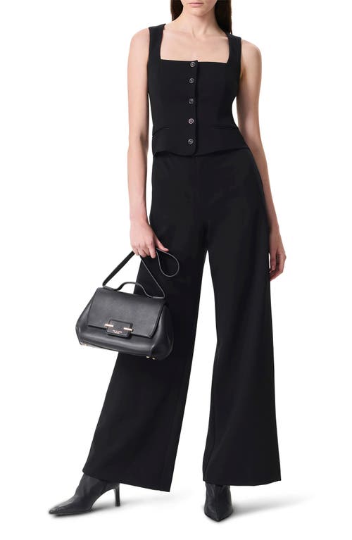 Rag & Bone Marianne Sleeveless Wide Leg Ponte Jumpsuit In Black