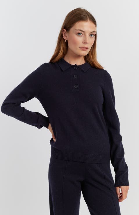 Wool Cashmere Polo Sweater