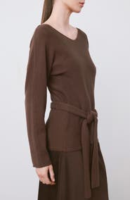 MANGO Long Sleeve Belt Sweater