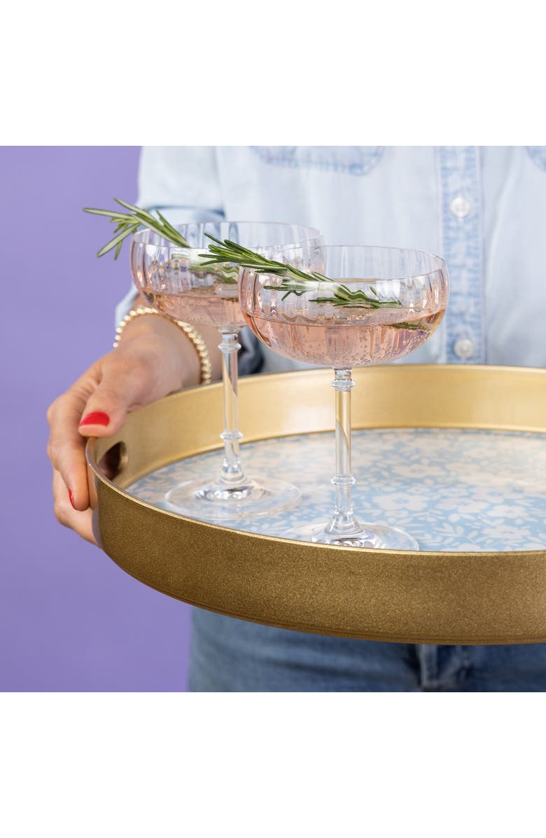 Totalee Gift Royal Floral Plastic Serving Tray Ceramic Blue, Alternate, color, Blue