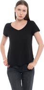 WILT Clothing Short Sleeve Shrunken V-Neck Shirttail Top