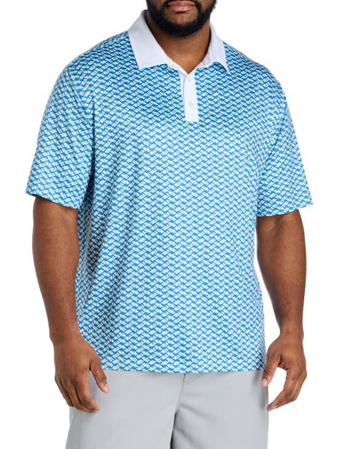 Big & Tall Contrast-placket Diamond Printed Polo Shirt