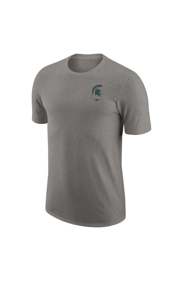 Nike Men's Nike Heather Gray Michigan State Spartans Logo 2-Hit Tri-Blend T-Shirt, Alternate, color, 