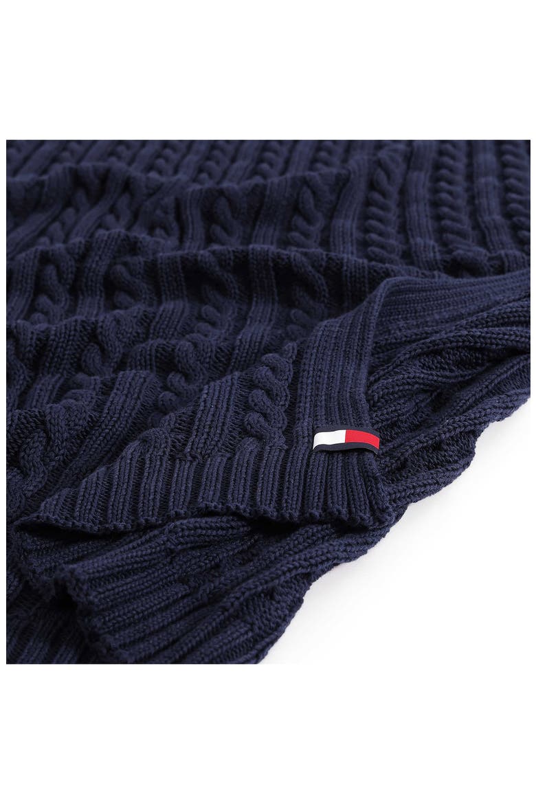 Cable Knit Throw, Alternate, color, NAVY BLUE