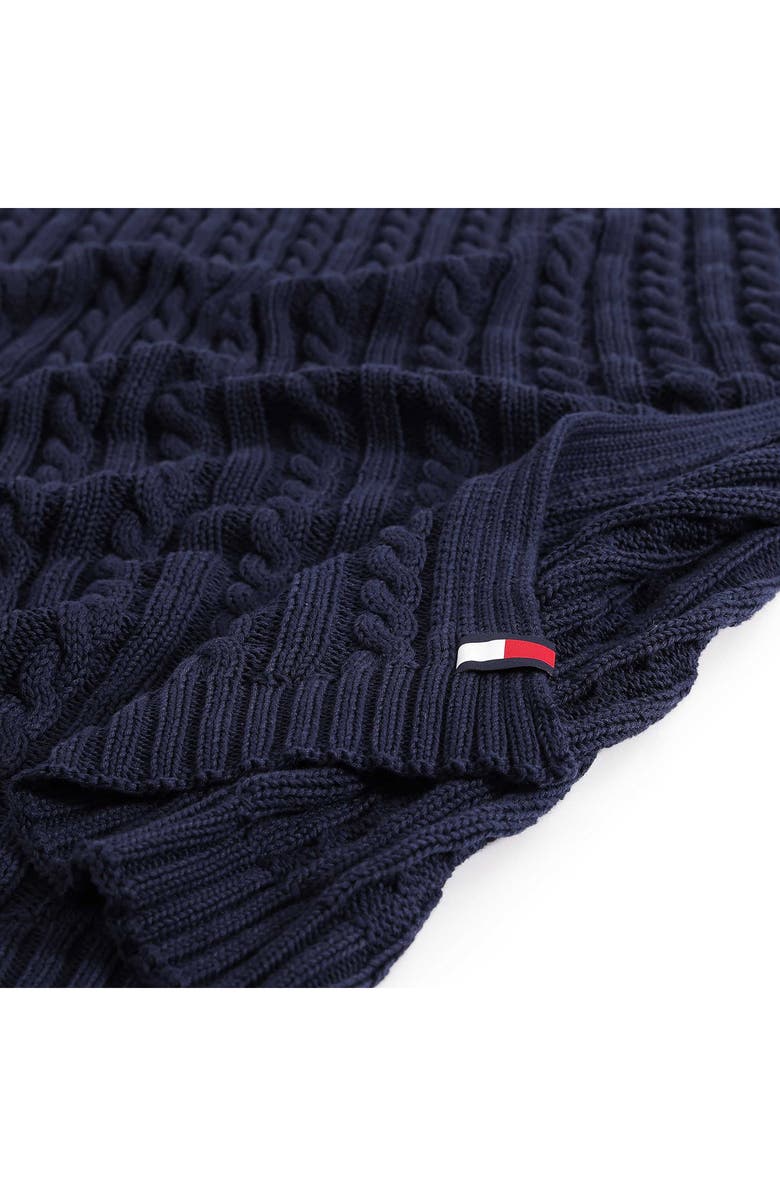 Tommy Hilfiger Cable Knit Throw, Alternate, color, Navy Blue